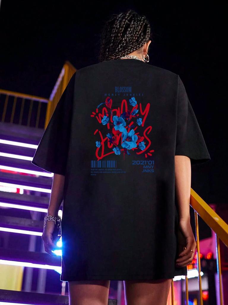 Gothic Blossom Unisexga Women T-shirts Y2k Hip Hop Short Sleeve Tees Shirts Oversized Loose Summer Cotton 100% T Shirts Clothes