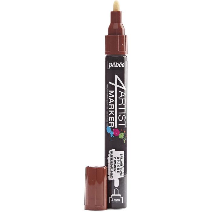 Marqueur à huile - PEBEO - 4Artist Marker - Pointe ronde 4 mm - Couleur marron - Opaque