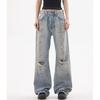 Street retro washed ripped jeans American new ins new loose straight casual pants