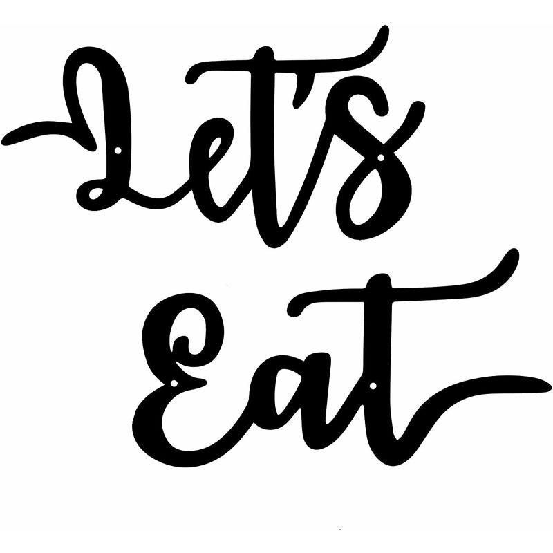

2 Pieces Let s Eat Metal Sign, Rustic Black Cutout Eat Kitchen Decor