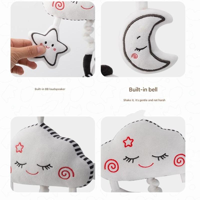Interactive Baby Stroller Hanger Pull String Mobile Toy with Contrast Color Plush Animal Enhances Early Motor Skill
