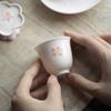 TLAKEHO Elegant Cherry Blossom Ceramic Gaiwan