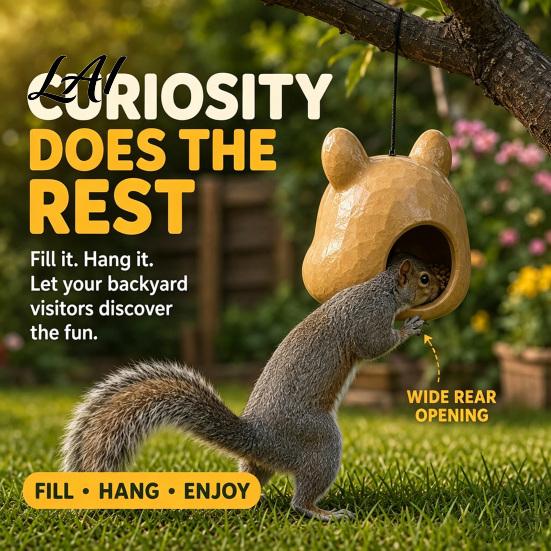 Hanging Nut Dispenser Outdoor Squirrel Feeder with Creative Simulated Head Design Durable 3D Printed Wildlife Feeding Station for Pla Tool Backyard