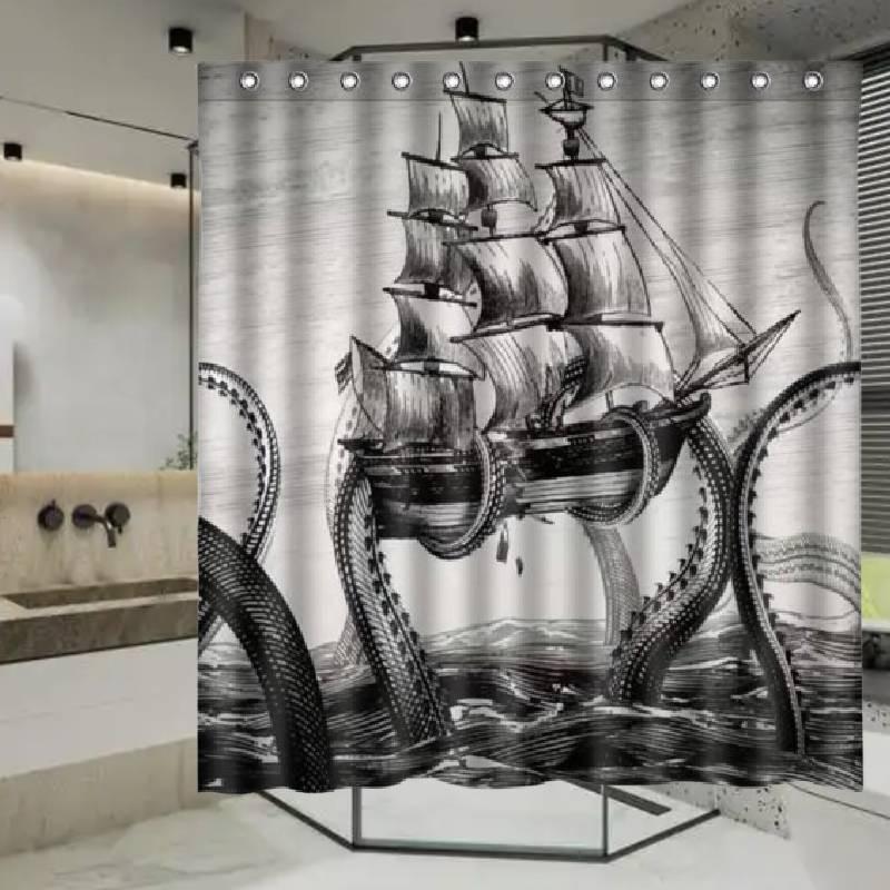 Polyester Shower Curtain With Customizable Artwork And Logo For Bathroom Privacy