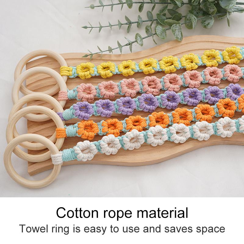 1Pc Woven Beautiful Storage Accessories Nordic Wind Storage Ring Hand Knitting Wall Hangings Cotton Rope Flower Decoration