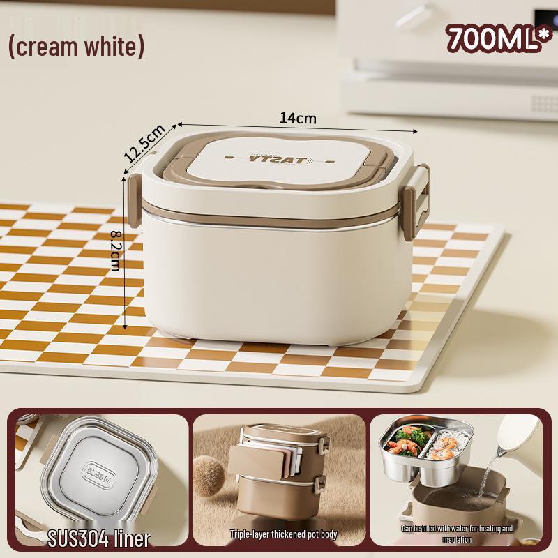 304 Stainless Steel Double-Layer Bento Lunch Box for Office & Students