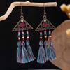 Bohemian Tassel Turquoise Earrings: Retro Ethnic Style Dangle Jewelry
