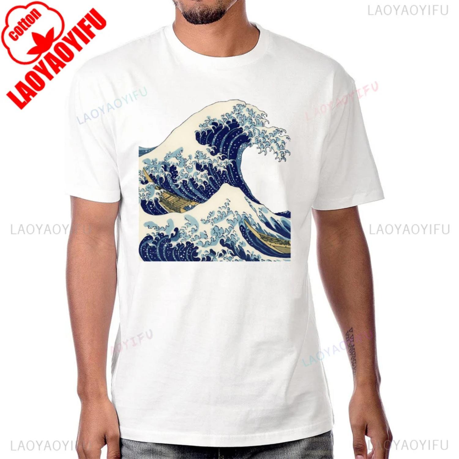 

Japanese Kanagawa Wave Harajuku Hokusai T Shirt Cotton Streetwear Short Sleeve Man T-shirt Summer Style Fashion Women Tees S чёрный