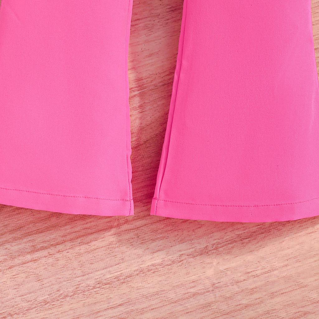 Varmsalg 2-7Å Jentedrakt Sommer Haltertopp Mesh + Utsvingte Bukser Jentemotedrakt Jentebukser