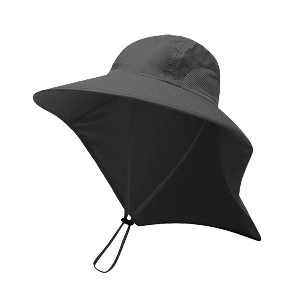 New Wide-brimmed Fishing Cap Shawl UV-protective Sun Protection Hats Adjustable Summer Outdoor Sun Hat темно серый