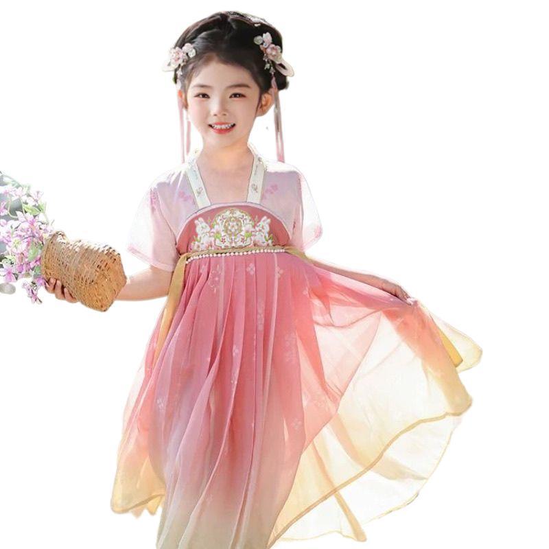 2026 Summer Hanfu Fairy Dress for Girls – Traditional Flowing Style Performance Clothing