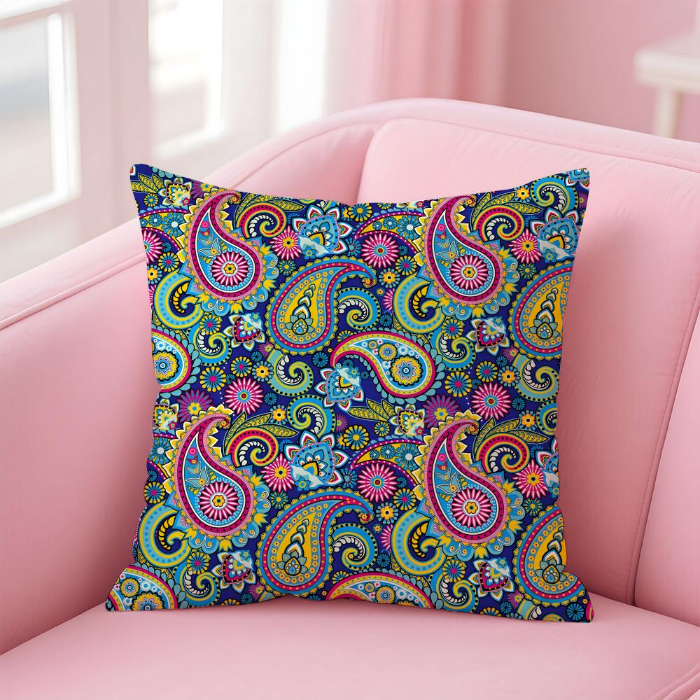 Classic Luxury Paisley Walnut Flower Pattern Cushion Cover Pillowcase Short Plush Invisible Zipper Room Sofa Cushion Cover
