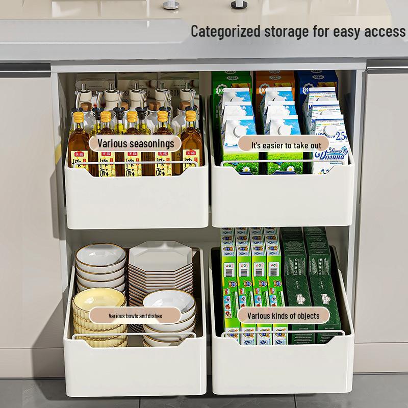 Multi-Functional Kitchen Pull-Out Basket with Shelves and Cutlery Storage