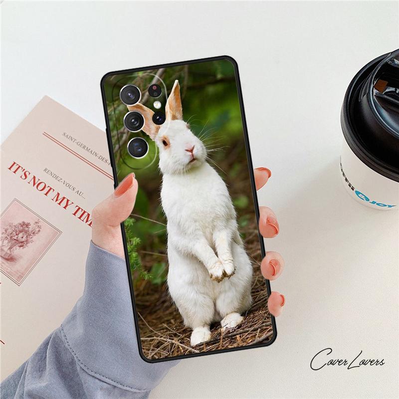 Bunny Rabbit Night Sky Moon Phone Case For Samsung Galaxy S24 S25 S23 S22 Ultra Note 10 20 Plus S20 S21 FE Cover