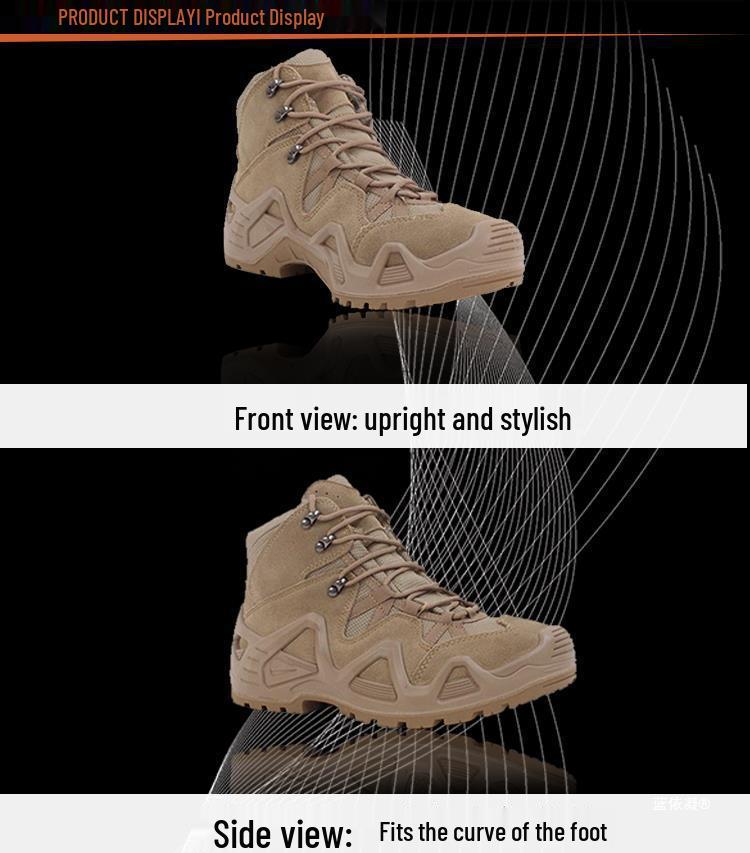US Army Desert Waterproof Anti-Stab Combat Boots - Non-Slip Tactical Hiking & Mountaineering Shoes for Spring & Autumn