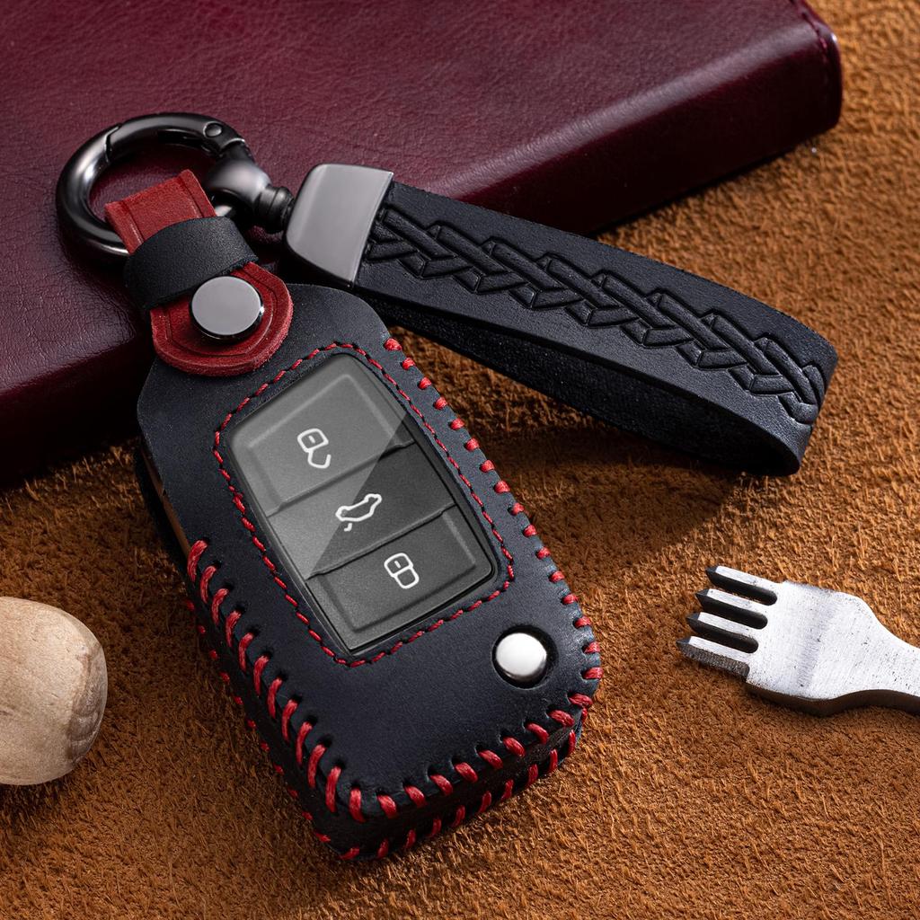 New Soft Leather Car Flip Key Case Cover Shell For VW Volkswagen Golf 7 MK7 Tiguan MK2 For Seat Ateca Leon FR Ibiza Skoda Octavia Kodiaq