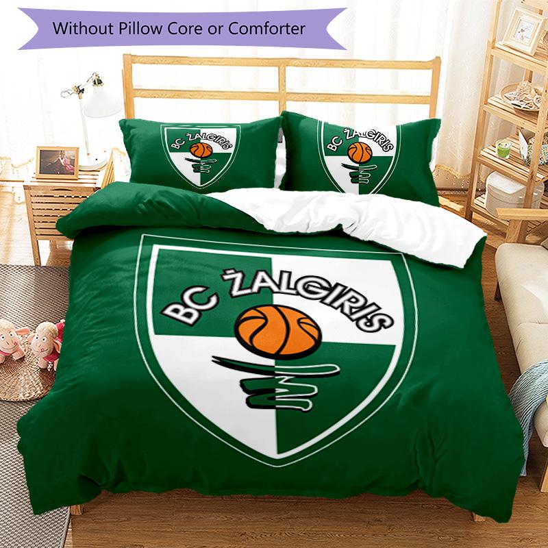 Kauno Zalgiris Muster Bettwäsche, Steppbett Set Bettbezug Kissenbezug Zuhause Geburtstagsgeschenk (1 Bettbezug + 2 Kissenbezüge, ohne Füllung)