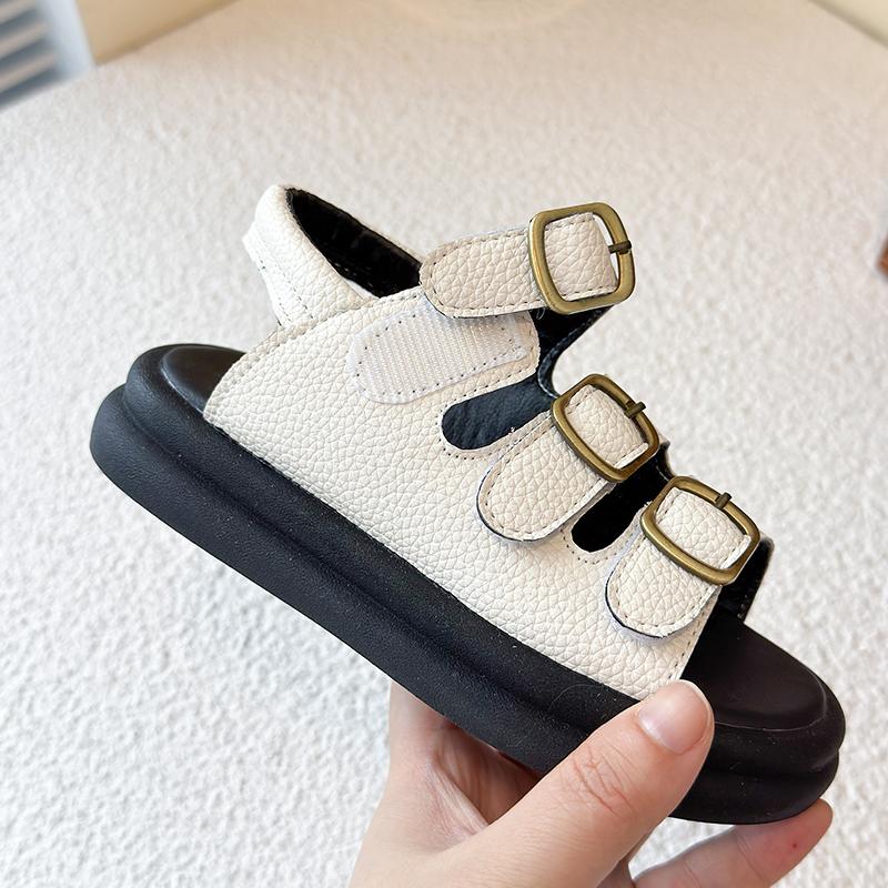 Kids Roman Sandals for Girls 2025 Summer New Toddler Beach Shoes Non-slip Lightweight Versatile Retro Comfort Barefoot Sandals