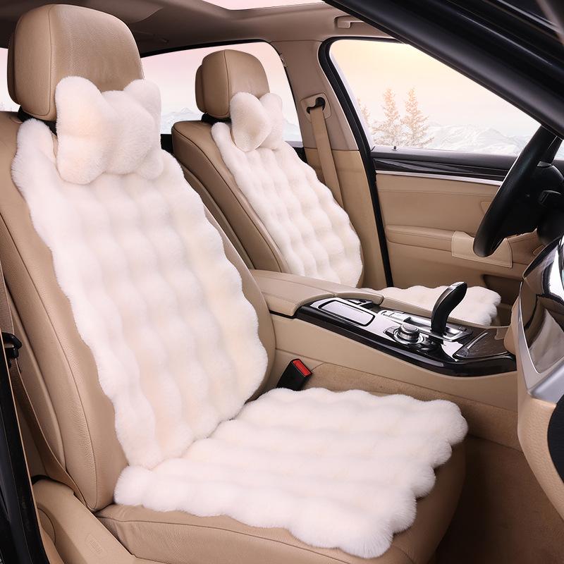 Plush Faux Rabbit Fur Car Seat Cushion: Luxurious Lumbar Support for Autumn and Winter Comfort
