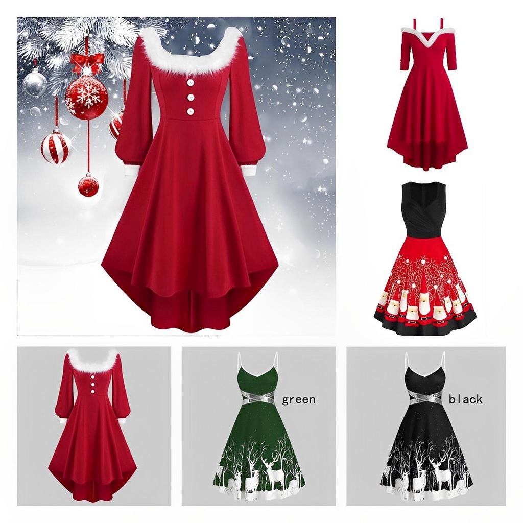 Long-sleeve Mrs Claus Dress Great For Winter And Christmas Parties