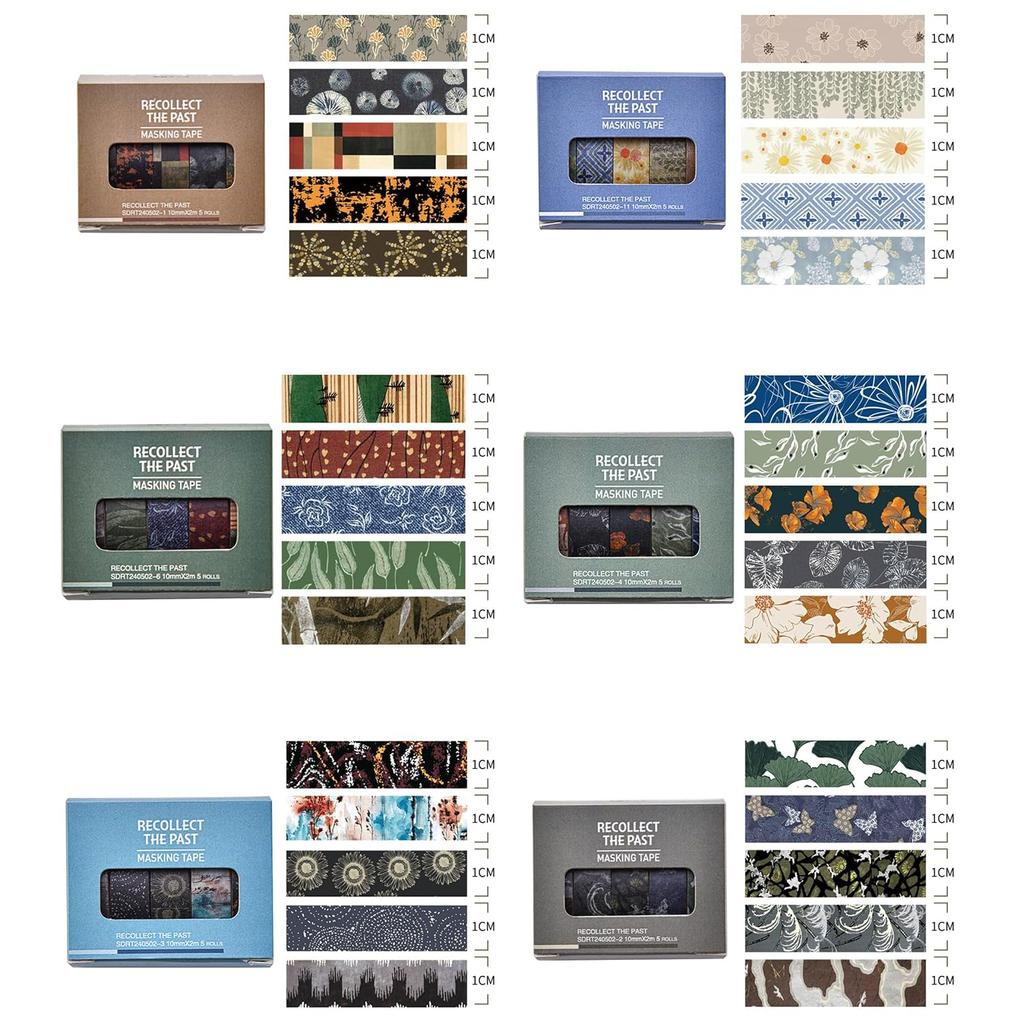 30 Rolls Vintage Washi Tape Pack Retro Basic Patterns Decorative Masking Tape for DIY Crafts Bullet Journal Supplies A3481