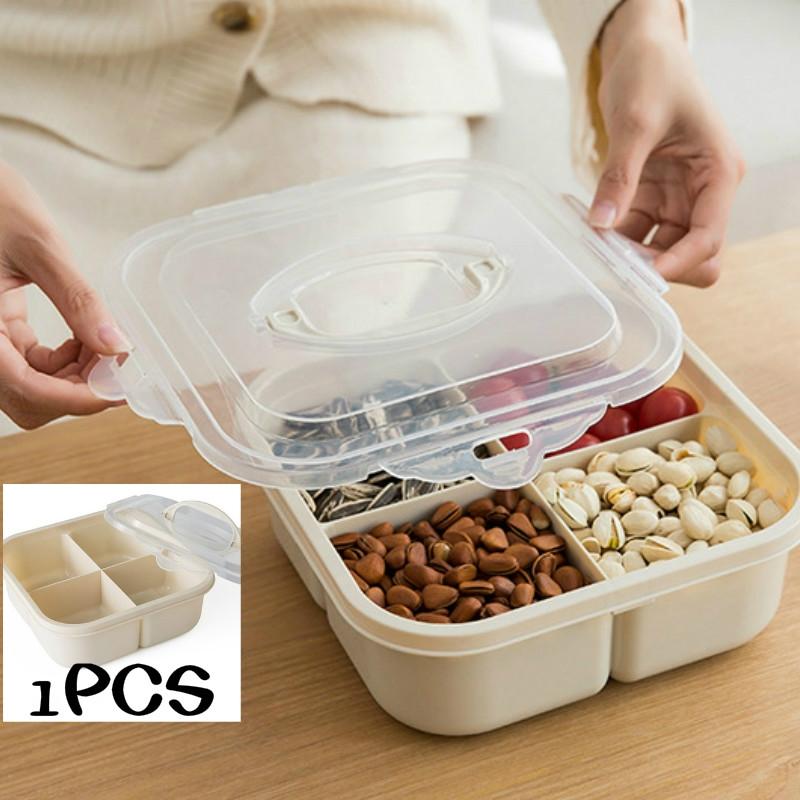 

Portable Multi-function Compartment Fruit Box Simple with Lid Sealed Plastic Box Fruit Plate PP Plas бежевый