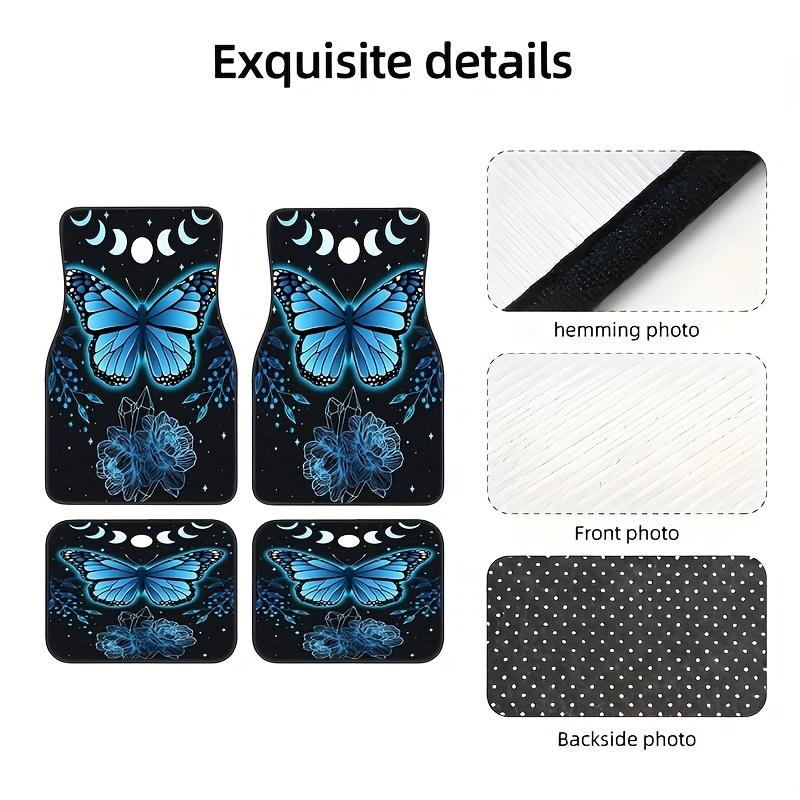 4pcs Fit Car Floor Mats Suitable for /SUVs/Trucks - Non-Slip Butterfly & Flower Design Front & Rear Seats, Durable ANR Rubber Vehicle Floor Liners