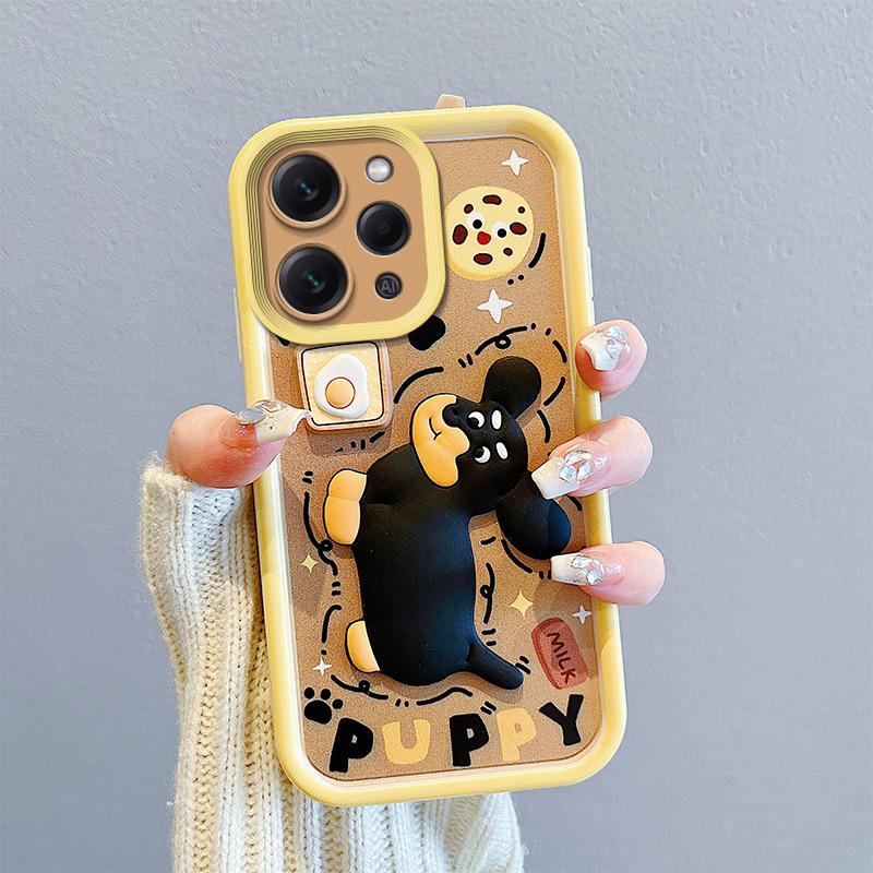 KEYSION Shockproof Case for Redmi 12 4G 5G with Lanyard Silicone Cute 3D Cartoon Doll Phone Cover for Xiaomi Redmi 12 5G