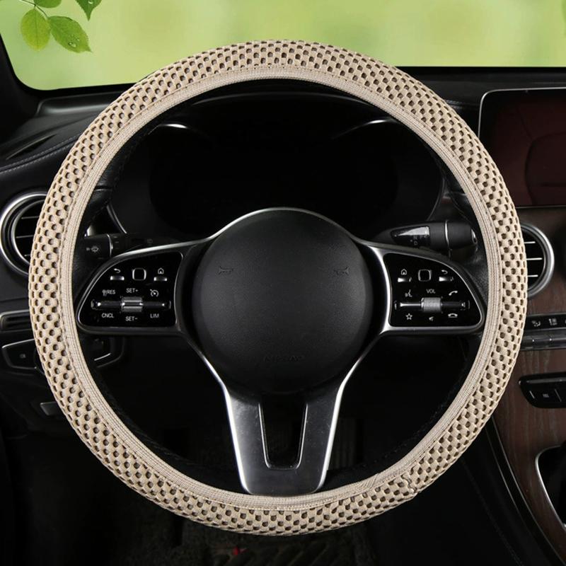 Breathable Mesh Car Steering Wheel Cover,Anti-Slip Elastic Steering Wheel Protector,for Most Cars,SUVs,Trucks