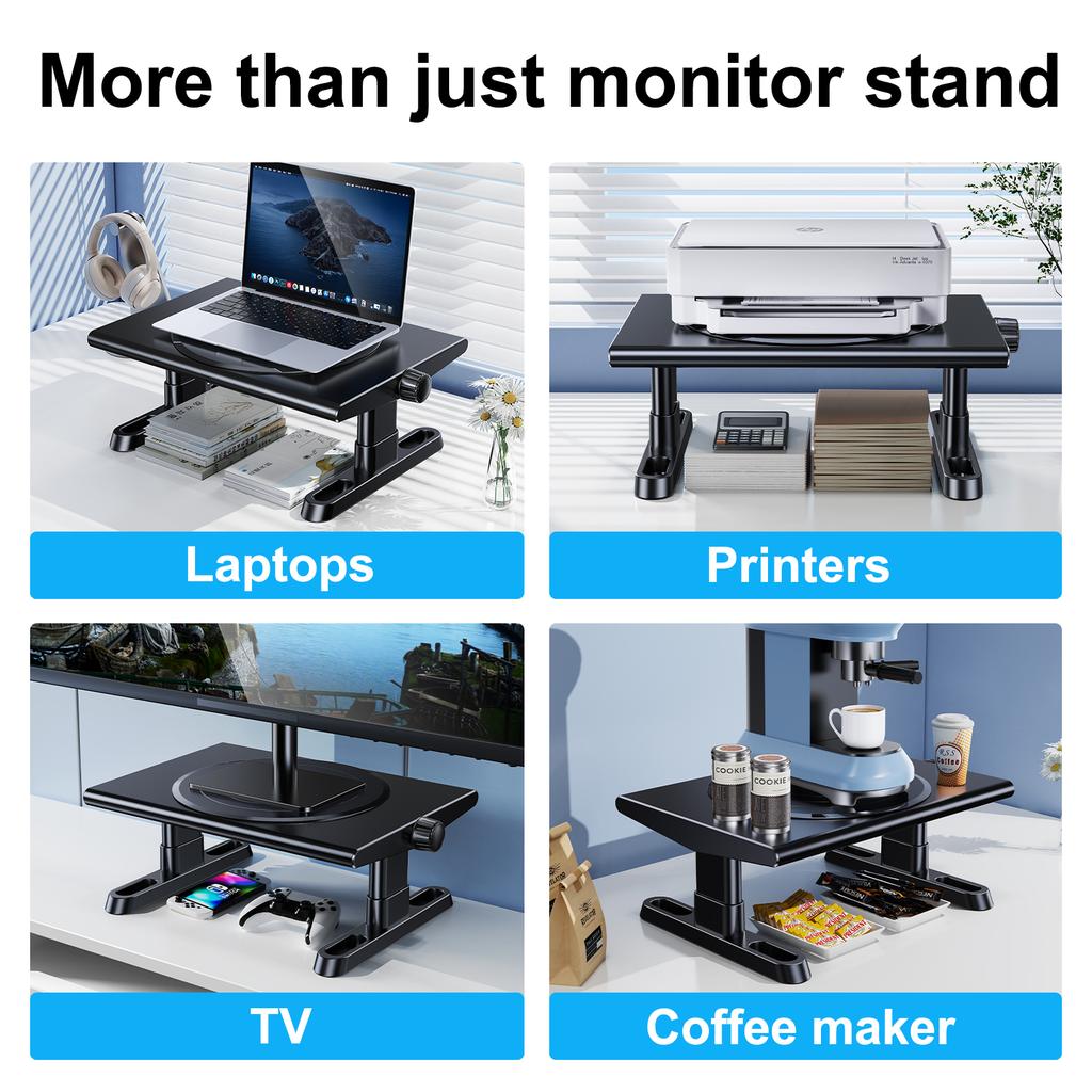 Oatsbasf Monitor Stand Riser Laptop Stand Computer Monitor Holder Shelf 360° Rotation Computer Desk Height Adjustment 4.4-5.8“