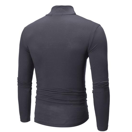 Männer Herbst Winter Slim Fit Bodenbildung T-shirt Rollkragen Lange Ärmel Einfarbig Elastische Dünne Pullover Tops Streetwear