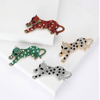 Hochwertige handgefertigte Strass-Brosche mit Gepardenmotiv, modische Anstecknadel, Schmuck, Kragennadel, Zubehör