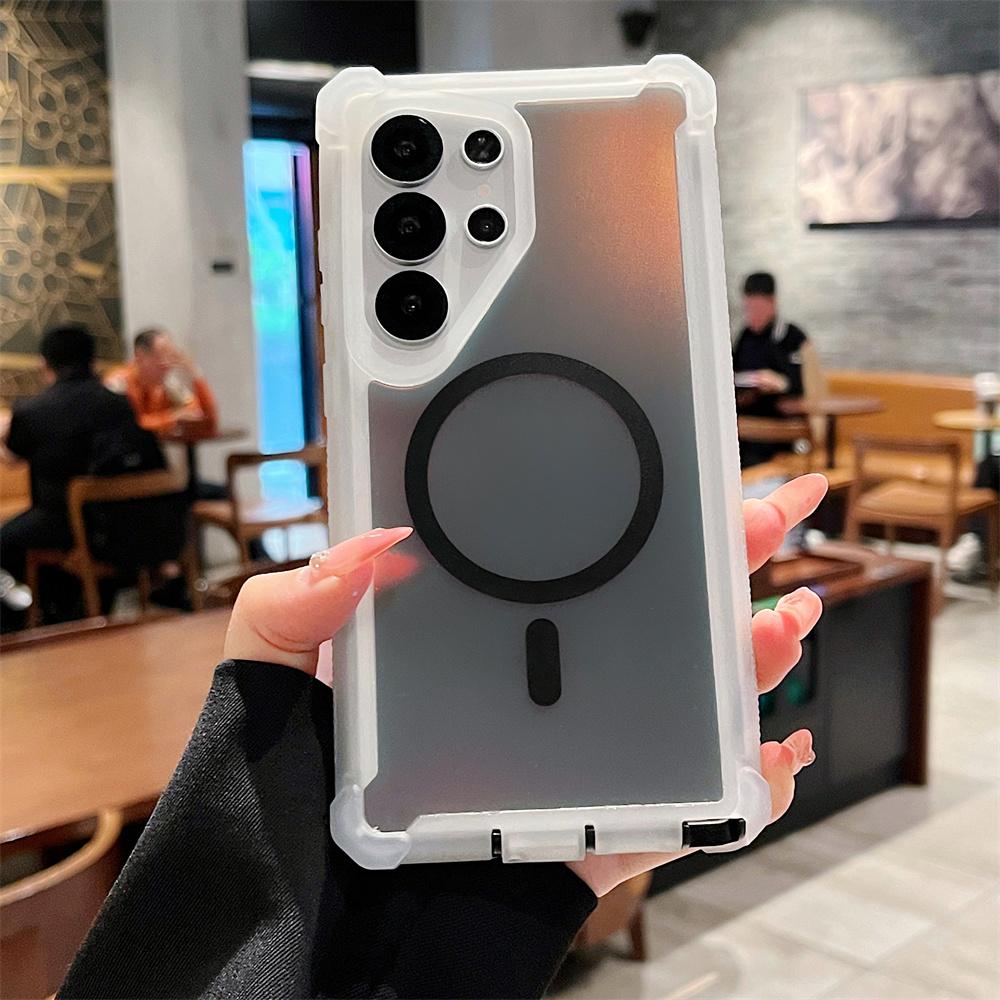 Luxury Shockproof Magnetic Changing Color Case for Samsung Galaxy S25Ultra S24 Plus Double Layer Armor Magsafe Protective Cover