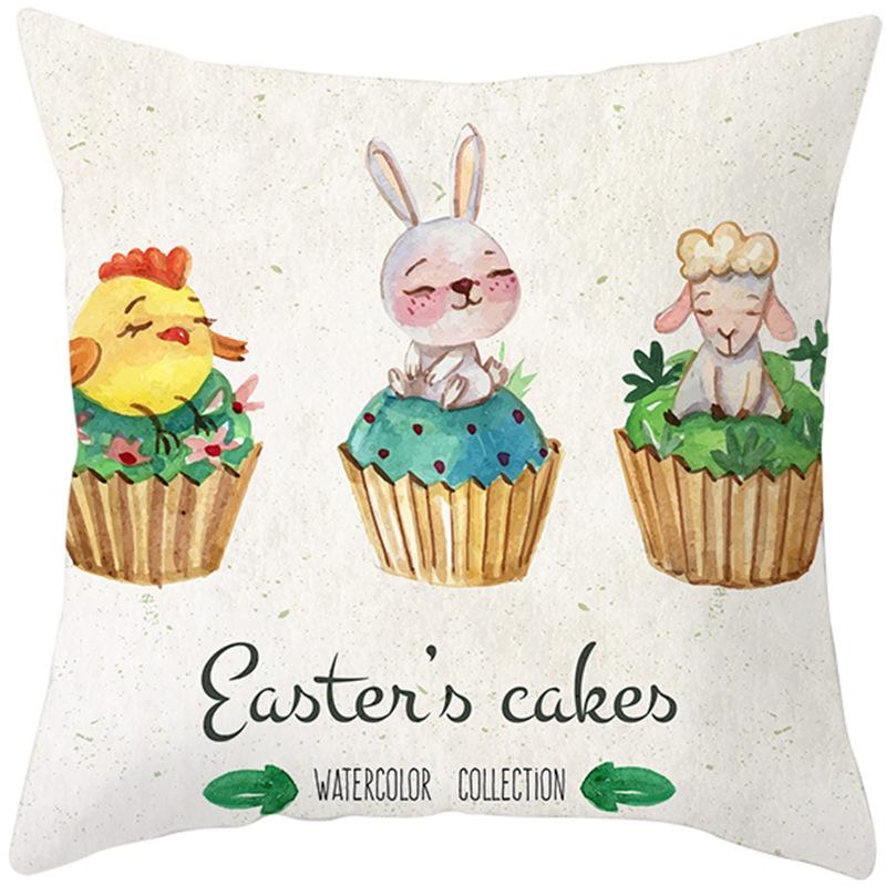 Cute Cartoon Rabbit Easter Pillow Cover New Sofa Cushion Cover Peach Leather Velvet Head Pillow Cover Premium Durable