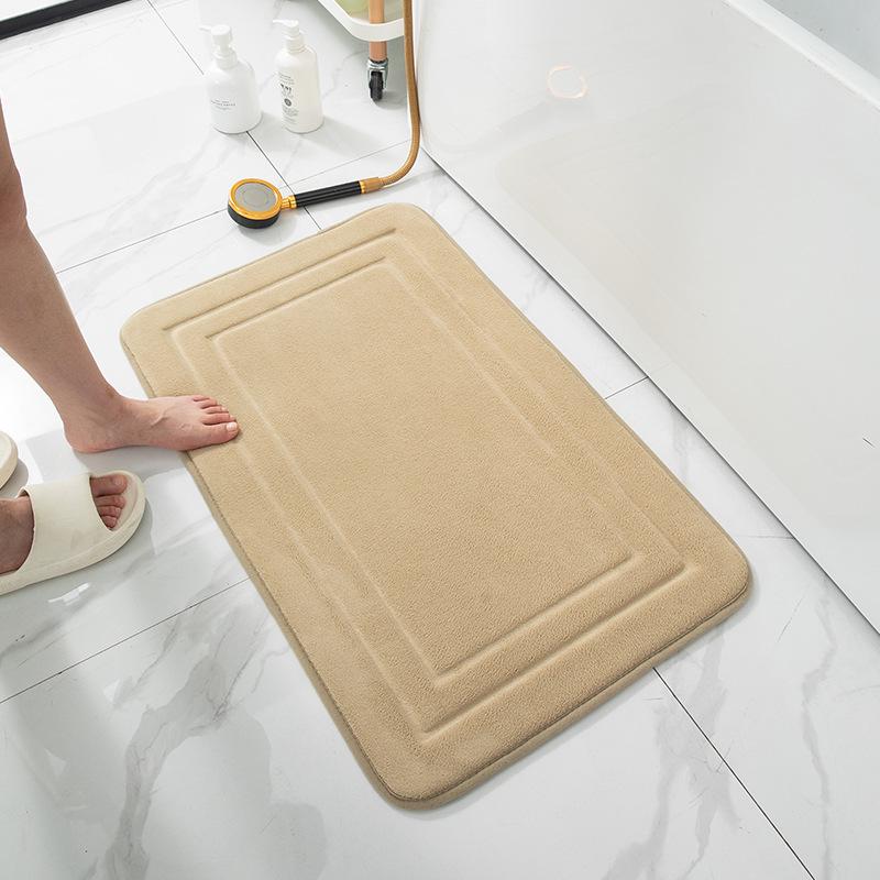 Memory Foam Absorbent Bathroom Door Mat with Non-Slip Design
