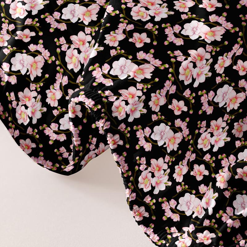 1 Simple Modern Plant Flower  Printed Matte Fitted Sheet, Bedroom Printed Bed Cover, Bedding (Excluding Pillowcases)