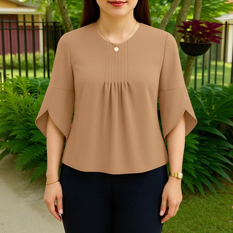ZANZEA Women Casual Round Neck 3/4 Sleeve Loose Blouse