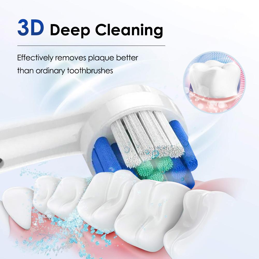 Electric Toothbrush Rotary Rechargeable Teeth Cleaner for Adults Soft Bristles Rotating Round Brush Heads Smart Timer Toothbrush