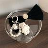 Fashion Sweet Fluffy Plush Bear Keychain Bag Accessories Heart Keyring Pearl Bowknot Doll Pendant Couples Keychain Gifts