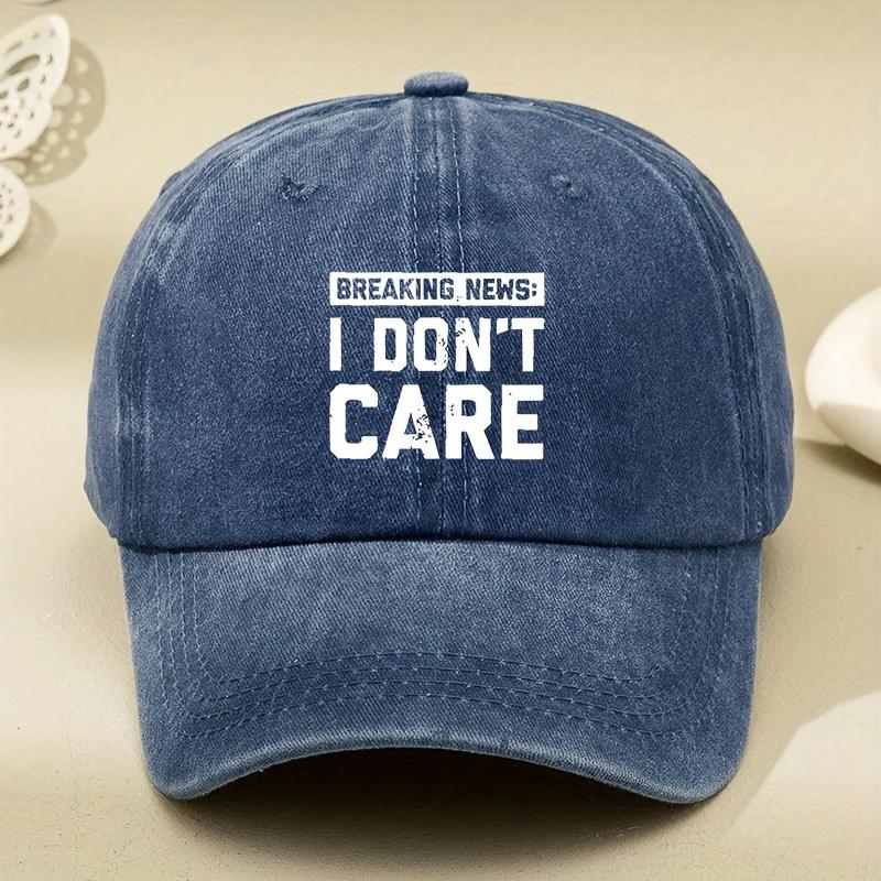 I DON T CARE Letter Printed Hat, Old Dad Hat, Men s and Women s Baseball Cap, Sun Hat, Outdoor Driver s Hat, Sun Hat темно-синий