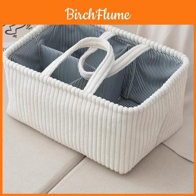 Fabric Storage Basket For Diapers And Clothes With Dividers For Nursery Organization