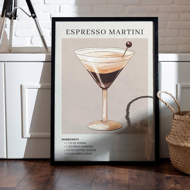 Cocktail Art Decor Poster Watercolor Retro Drink Print Minimalist Elegant Sophisticated Wall Art Picture for Home Decoration