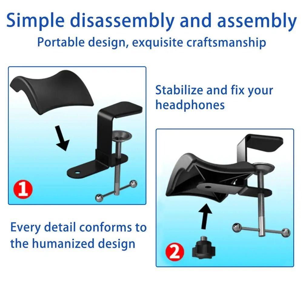 Anti-Scratch Cushion Headset Hanger Metal Desktop Earphone Holder Office Computer Desk