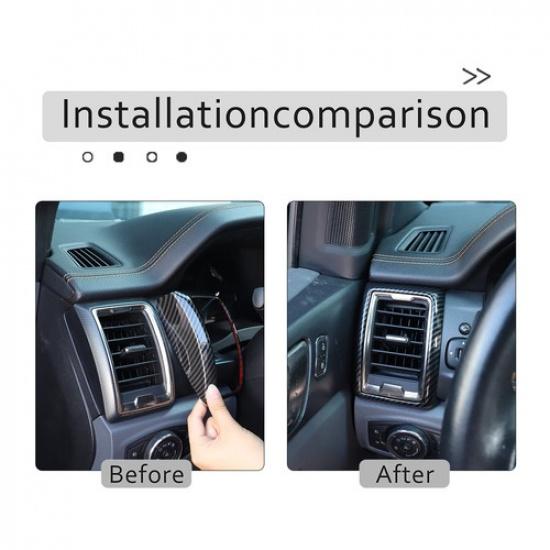 ABS Carbon Fiber Dashboard Side Air Vent Cover For Ford Ranger/Everest 2017
