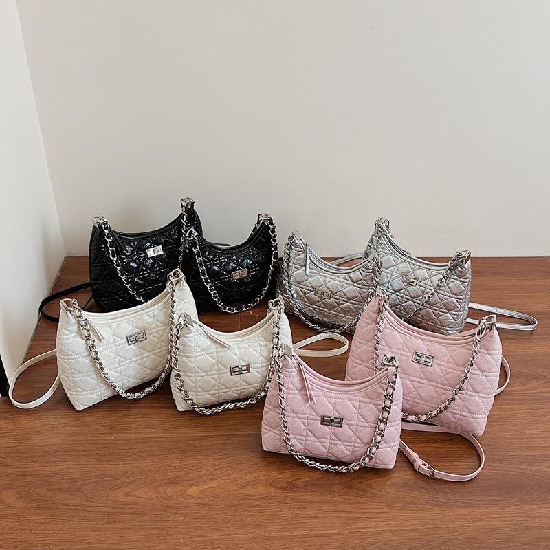 Rhombus chain bag women's summer 2025 new casual foreign niche design versatile single shoulder crossbody armpit bag