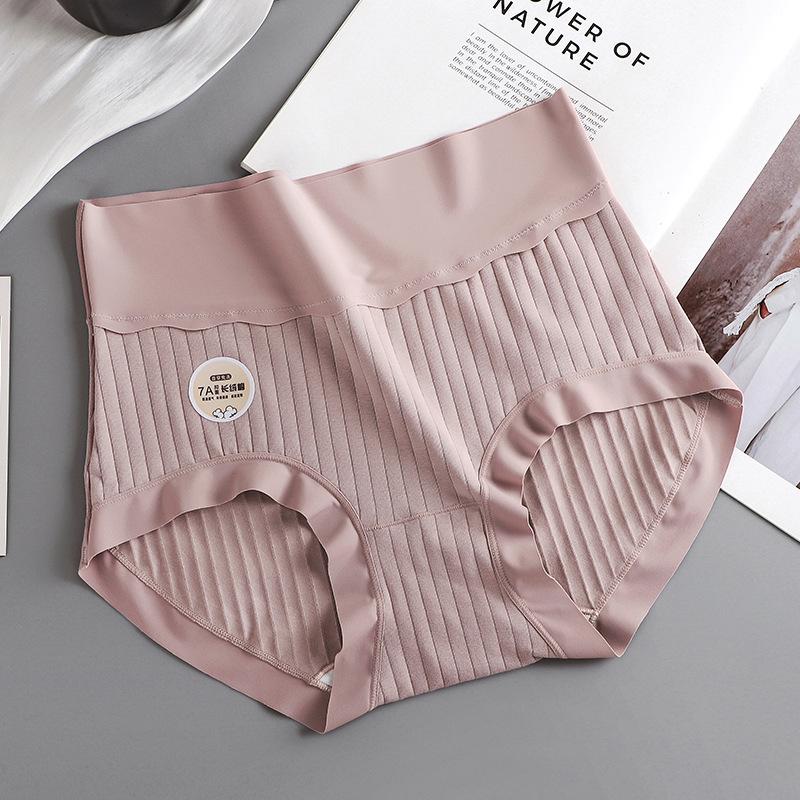 Plus Size Women's Antibacterial 7A Mulberry Silk Seamless High-Waisted Tummy Control Briefs