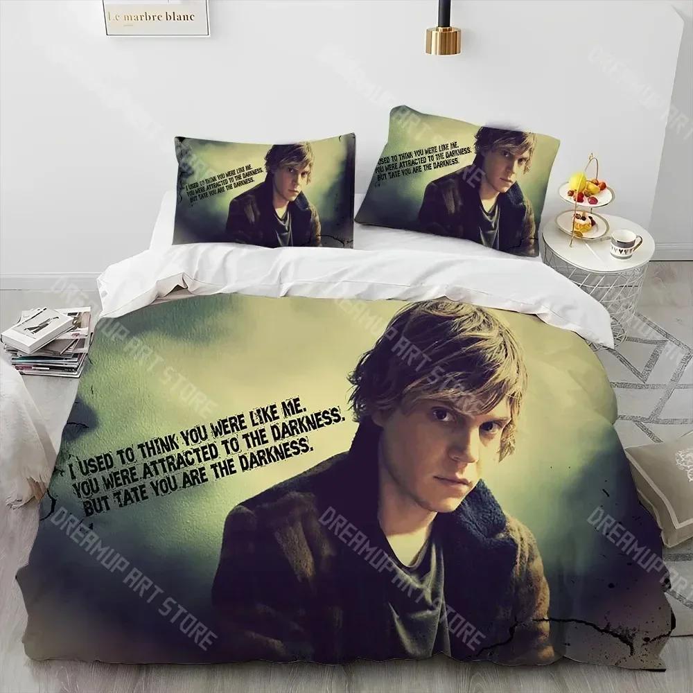 Süßes Evan Peters Film TV Schauspieler Bettdecke Bettwäsche-Set, Bettbezug Bett-Set Steppdeckenbezug Kissenbezug, King Queen Size Bettwäsche-Set