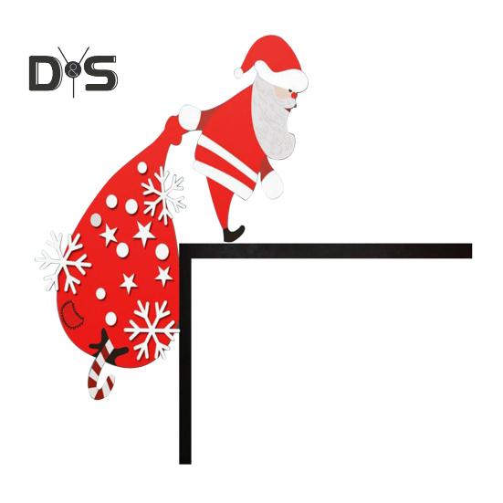 

Рождественский декор для угла двери, деревенский деревянный Санта-Клаус, лось, гном, эльф, левая и правая дверная рама, табличка, украшение на край передней двери, праздничное украшение Left