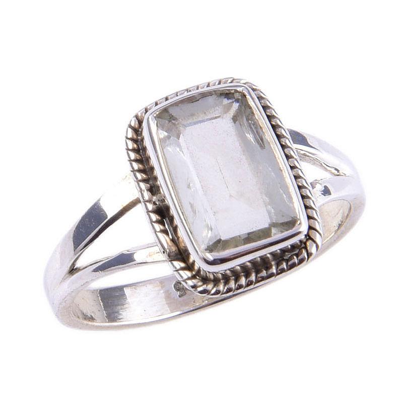 Natürlicher Grüner Amethyst Edelstein Handgefertigt 925 Massiv Sterling Silber Ring Gr.6 Q2G09