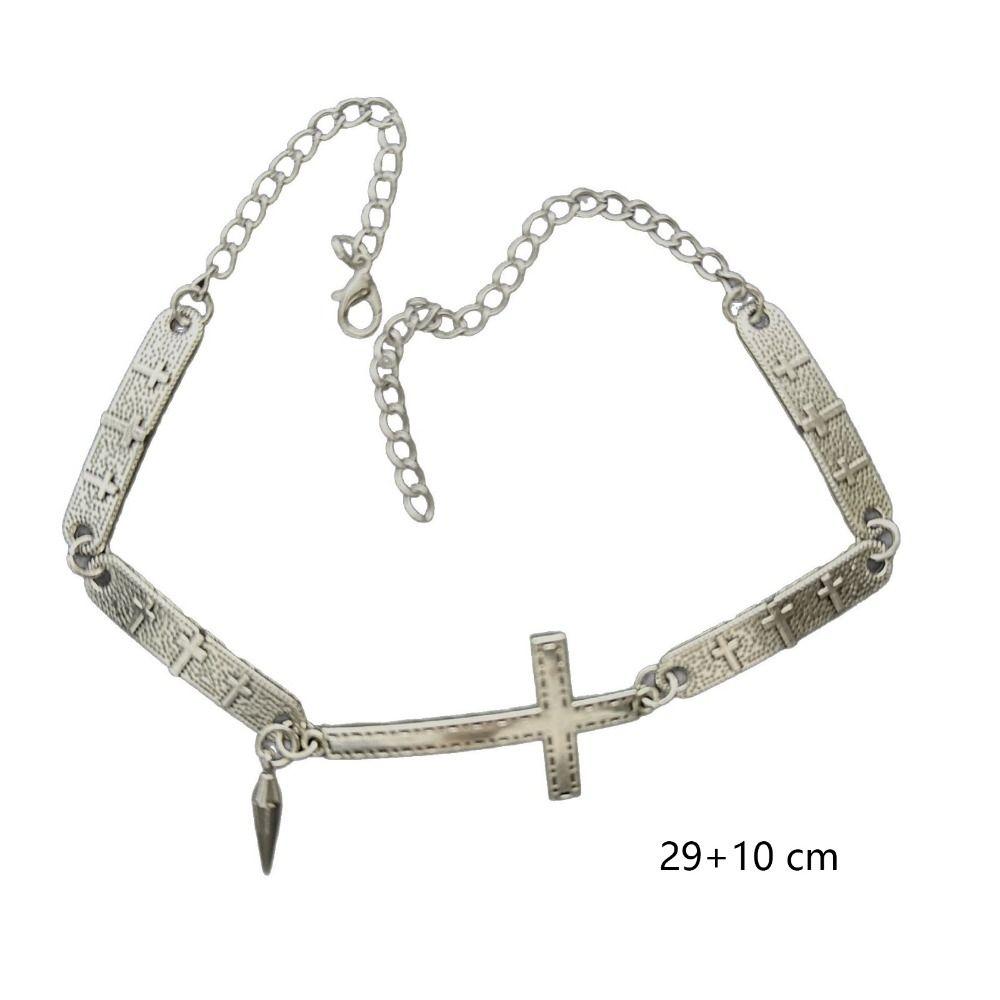 Grunge Rock Spliced Cross Necklace Punk Hip Hop Necklace Vintage Choker Necklace  Jewelry